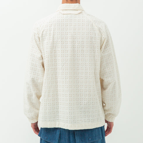 Merely Made Merely Premium Flower Lace Coach Jacket Cream 24PR234JK Fit Back Degli Uberti